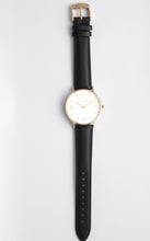 Load image into Gallery viewer, White and Gold 36 mm Black Leather Arya Watch
