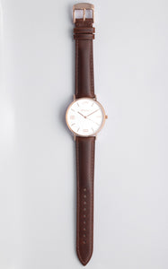 White and Rose Gold 36 mm Brown Leather Arya Watch