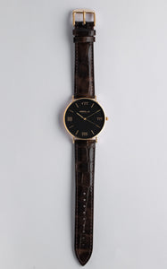Black and Gold 40 mm Brown Leather Arya Watch