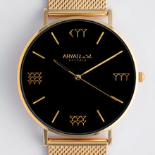Load image into Gallery viewer, Black and Gold 40 mm Gold Mesh Arya Watch