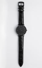 Load image into Gallery viewer, Black on Black 40 mm Black Leather Arya Watch