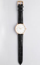 Load image into Gallery viewer, White and Gold 40 mm Black Leather Arya Watch