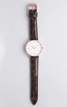 Load image into Gallery viewer, White and Rose Gold 40 mm Brown Leather Arya Watch
