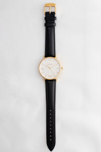 White and Gold 38 mm Black Leather Arya Watch