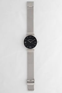 Black and Silver 38 mm Silver Mesh Arya Watch