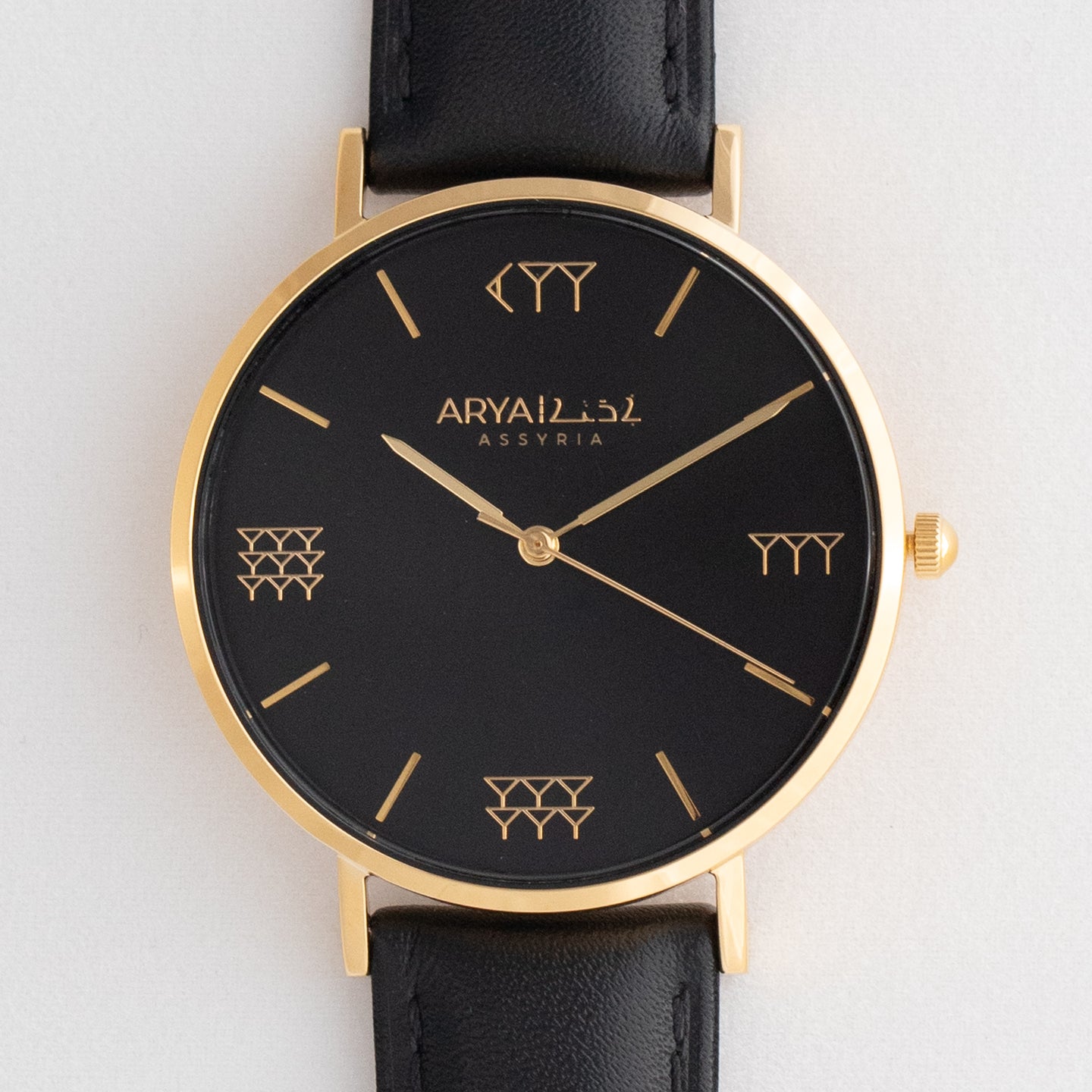 Black and Gold 38 mm Black Leather Arya Watch