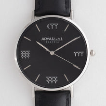 Load image into Gallery viewer, Black and Silver 38 mm Black Leather Arya Watch