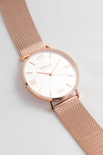 Load image into Gallery viewer, White and Rose Gold 40 mm Rose Gold Mesh Arya Watch